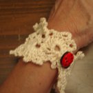 Bracelet Lace White Crocheted Ladybug