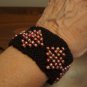 Knit Bracelet Black and Coral