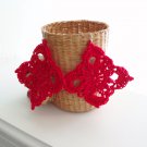 Large Red crocheted earrings