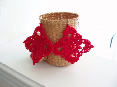 Large Red crocheted earrings