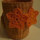 Gold star earrings crocheted