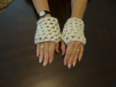 Handmade crocheted fingerless gloves, wristers wool