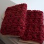 Fingerless Gloves, garnet, crocheted mohair
