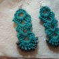 Teal, blue, earrings with black beads
