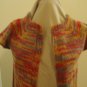 Hand knit vest orange, green, red, gold