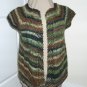 Handmadeknit vest deep woods green cap sleeve