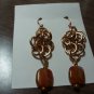 Byzantine style chain maille earrings amber glass beads(item 119)