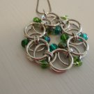 Silver and blue pendant, chain maille design, czech beads(item 113) Silver and blue pendant, chain maille design, czech beads(item 113)
