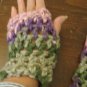 Cozy warm green and pink fingerless gloves