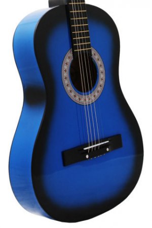 Blue Acoustic Guitar + Extra Strings + Pick