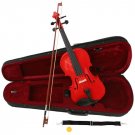 Red Acoustic Violin Full Size 4/4 + Bow + Case + Rosin