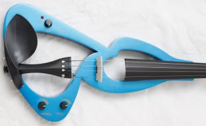 Blue Electric Violin Full Size 4/4 + Bow + Rosin + Bag + Amp Cable + Headphone
