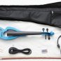 Blue Electric Violin Full Size 4/4 + Bow + Rosin + Bag + Amp Cable + Headphone