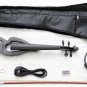 Black Electric Violin Full Size 4/4 + Bow + Rosin + Bag + Amp Cable + Headphone
