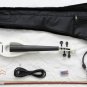 White Electric Violin Full Size 4/4 + Bow + Rosin + Bag + Amp Cable + Headphone