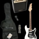White Electric Guitar + 15w Amp + Gig Bag + Cord + Whammy Bar + Strap + Picks