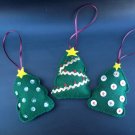Set of three felt Christmas tree ornaments handmade