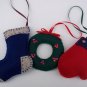 Set of nine handmade felt Christmas ornaments