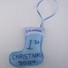 Baby boy First Christmas stocking ornament personalized felt