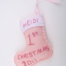 Baby girl First Christmas stocking ornament personalized