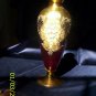 Glass vase, handpainted, red with gold embellishments