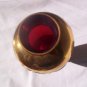 Glass vase, handpainted, red with gold embellishments