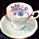 Light blue teacup and saucer, made by Royal Grafton Fine Bone China