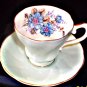 Light blue teacup and saucer, made by Royal Grafton Fine Bone China