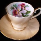 Light Peach teacup and saucer set, Fine china made by Royal Grafton