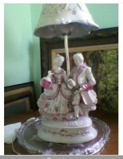 Victorian dancing couple lamp, all ceramic and  it works!