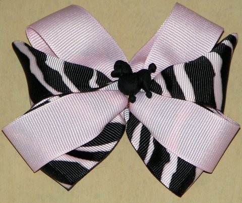 Pink & Black Poodle Hair Bow