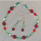 Red & Green Bracelet and Earring Set