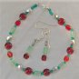 Red & Green Bracelet and Earring Set