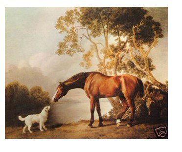Handicrafts Repro oil painting:"Horse And White Dog"
