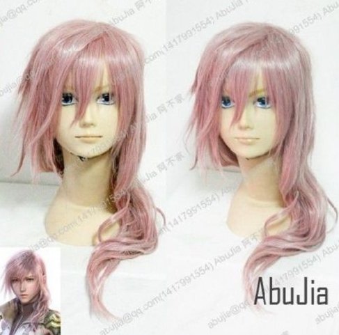 Final Fantasy 13 LIGHTNING Long Pink Cosplay Wavy Wig