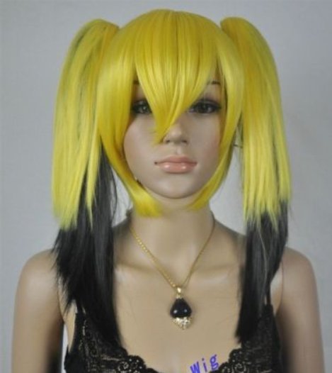 New Wig Yellow And Black Mixed Color Double Ponytail Wig Fashion Wig