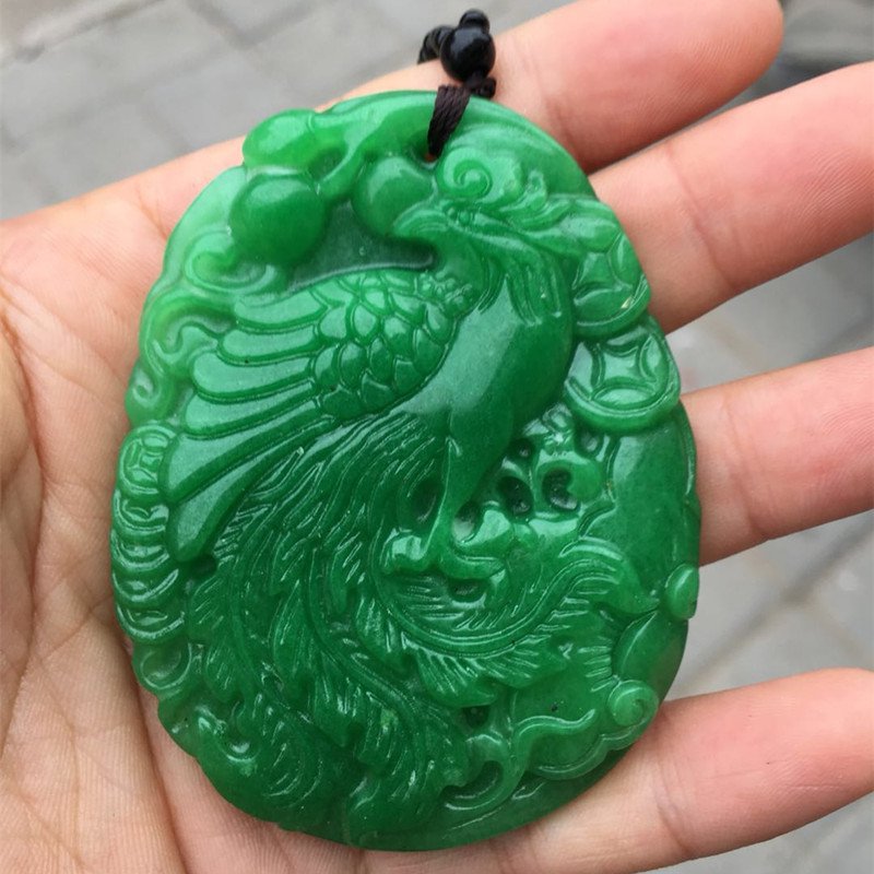 Hand-carved jade phoenix amulet jade pendant