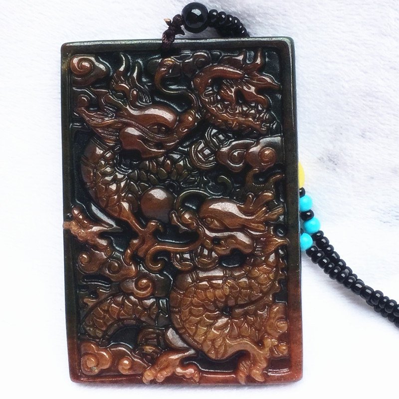 Hand-carved jade dragon amulet jade pendant