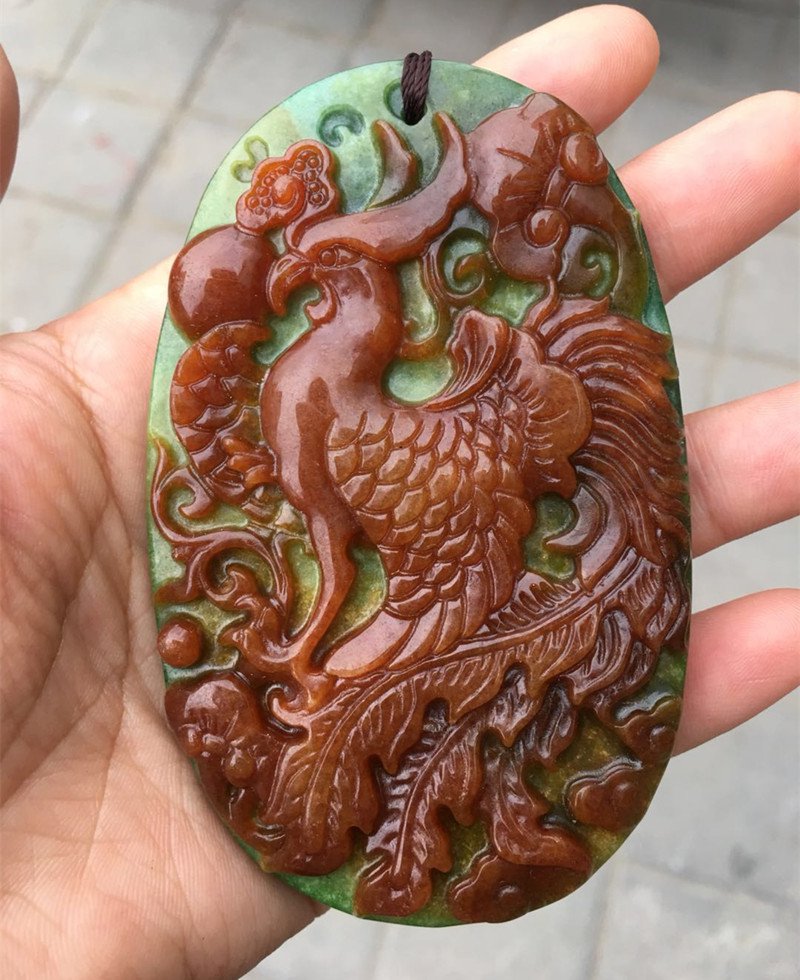 Hand-carved jade phoenix amulet jade pendant A1