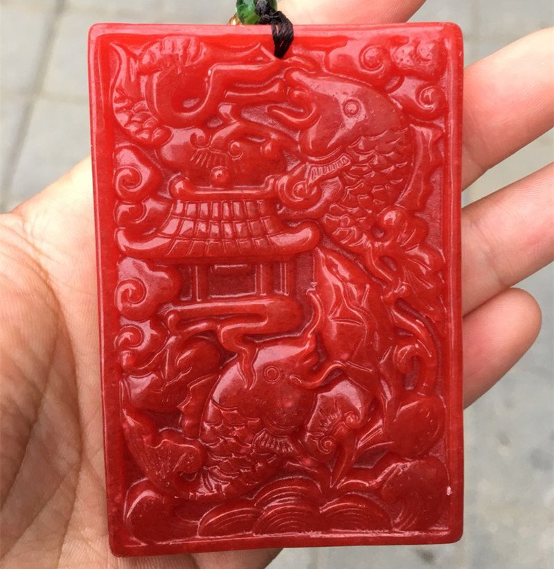 Hand-carved jade fish yue long door amulet jade pendant pendant
