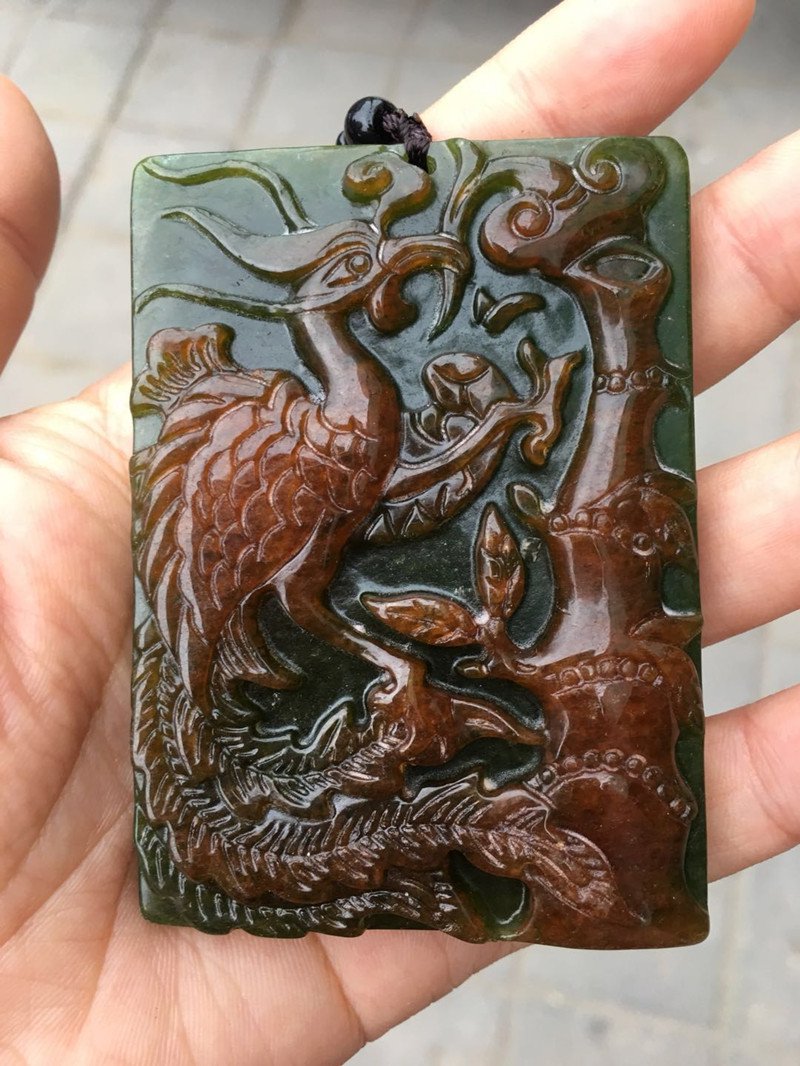 Hand-carved jade phoenix amulet jade pendant A2