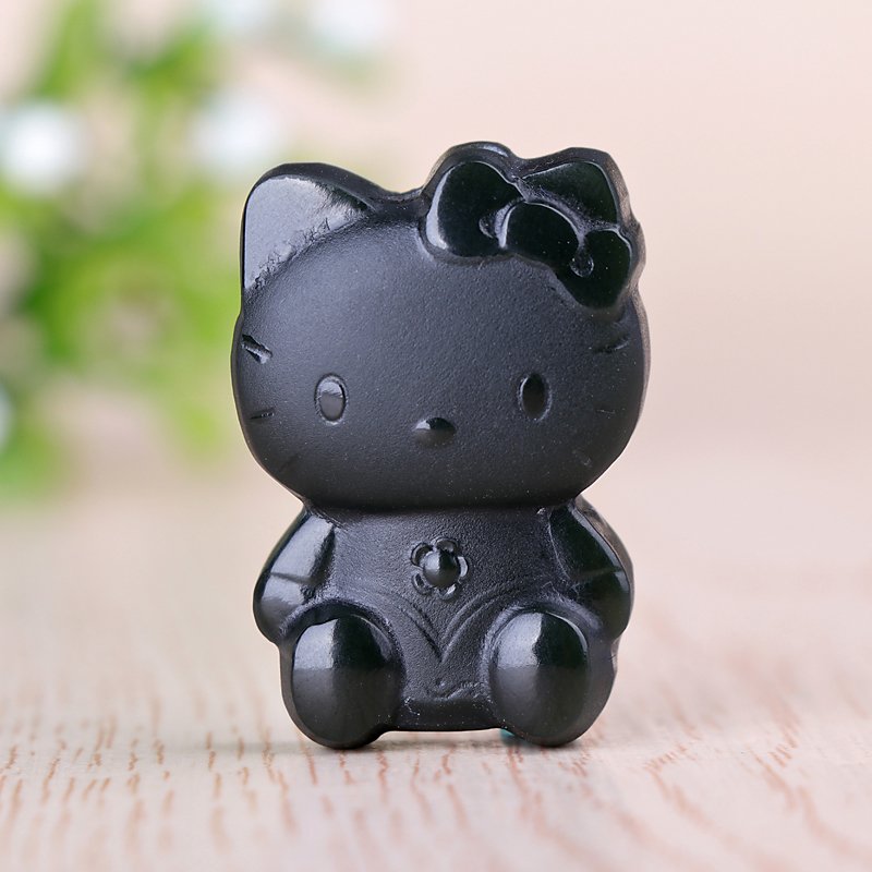 Fine and Tianqingyu hand-carved HelloKitty jade pendant cartoon animation kitten pendant