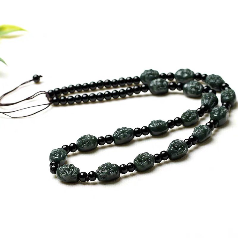 Beautiful jade carving 18 arhat pendant necklace