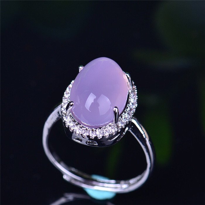 925 silver inlaid with beautiful chalcedony ring