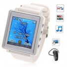 AK810 Watch Phone Tri Band Single SIM with Touch Screen Bluetooth MP3 MP4 (White)