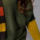 Green Crew Neck Batwing Sleeve Knit Short Sleeved Sweater Knitwear Top Women