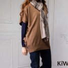 Women Ladies Camel V-neck Batwing Sleeve Merino Wool Knitwear Knit Sweater Top