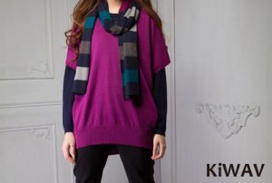 Purple V-neck Bat-wing Sleeve Women Ladies Merino Wool Knitwear Knit Sweater Top