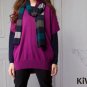 Purple V-neck Bat-wing Sleeve Women Ladies Merino Wool Knitwear Knit Sweater Top