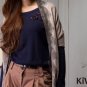 Blue Knitwear Long Sleeve Top Pullover Knit Sweater Merino Wool Crew Neck Women